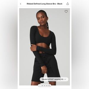 Alo Yoga Ribbed Define Long Sleeve Bra / color: black / size: s or m